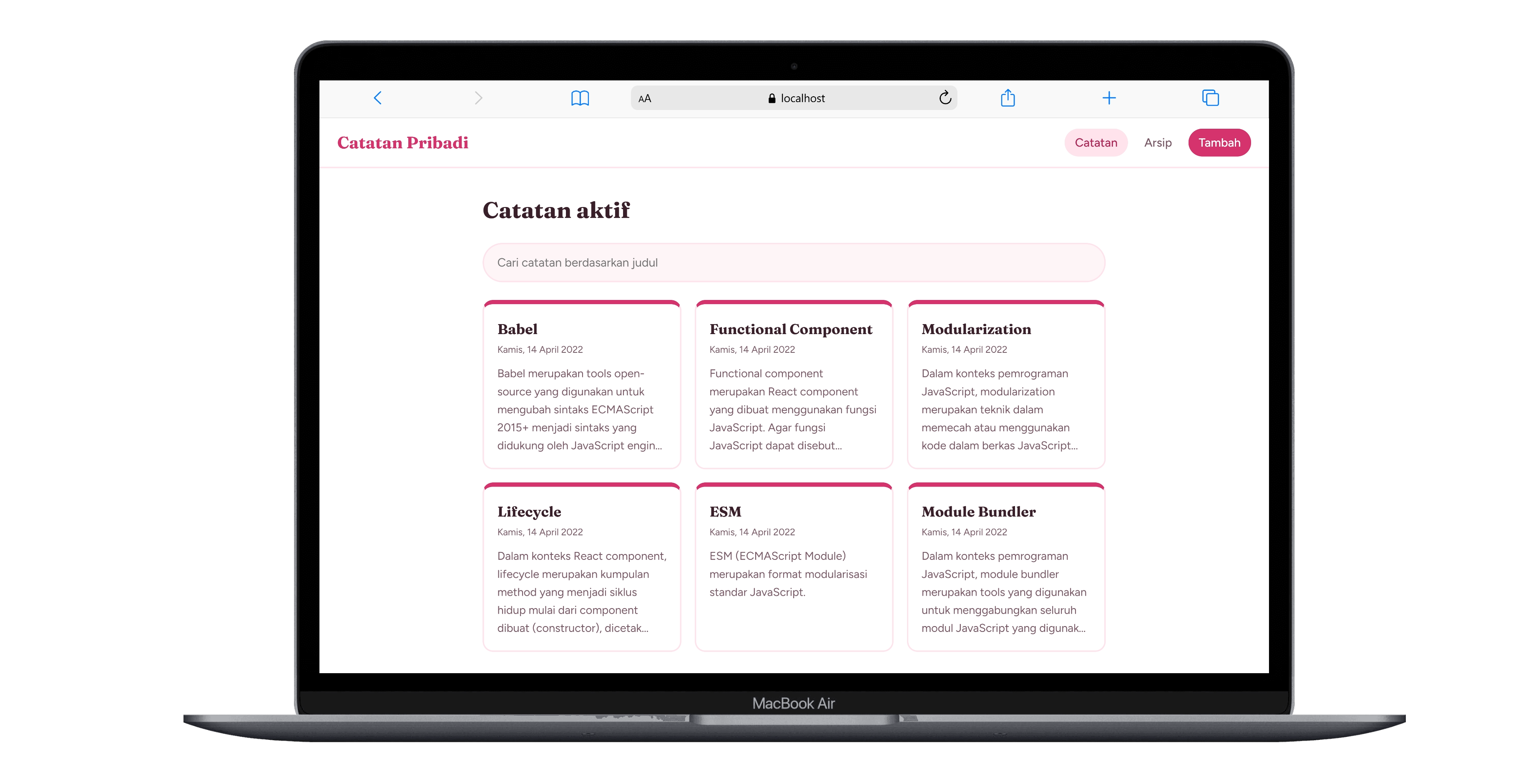 Personal Notes App preview screenshot 1